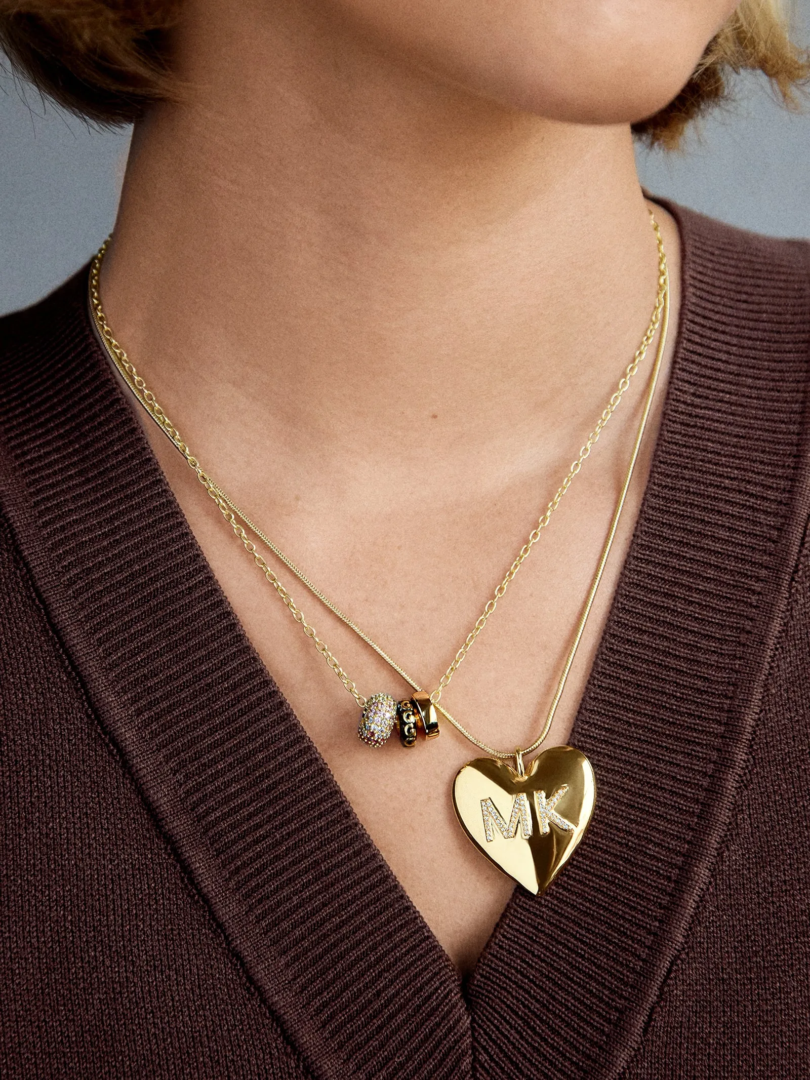 Millie Bubble Heart Custom Initial Necklace - Purple sold by BaubleBar product image thumbnail 2