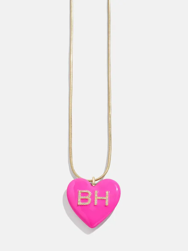 Millie Bubble Heart Custom Initial Necklace - Hot Pink sold by BaubleBar