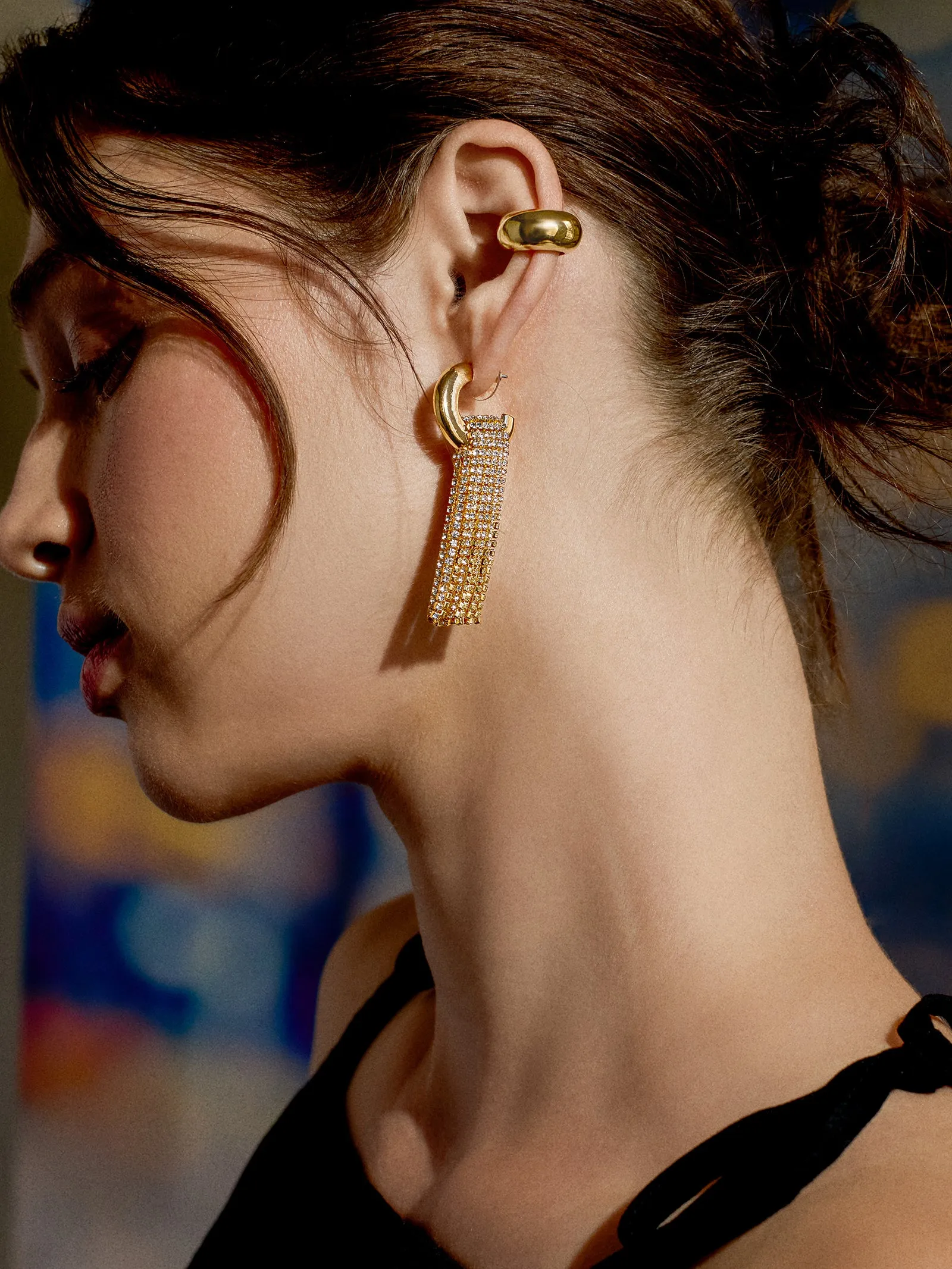 Talia Statement Earrings - Gold/Pavé sold by BaubleBar product image thumbnail 2