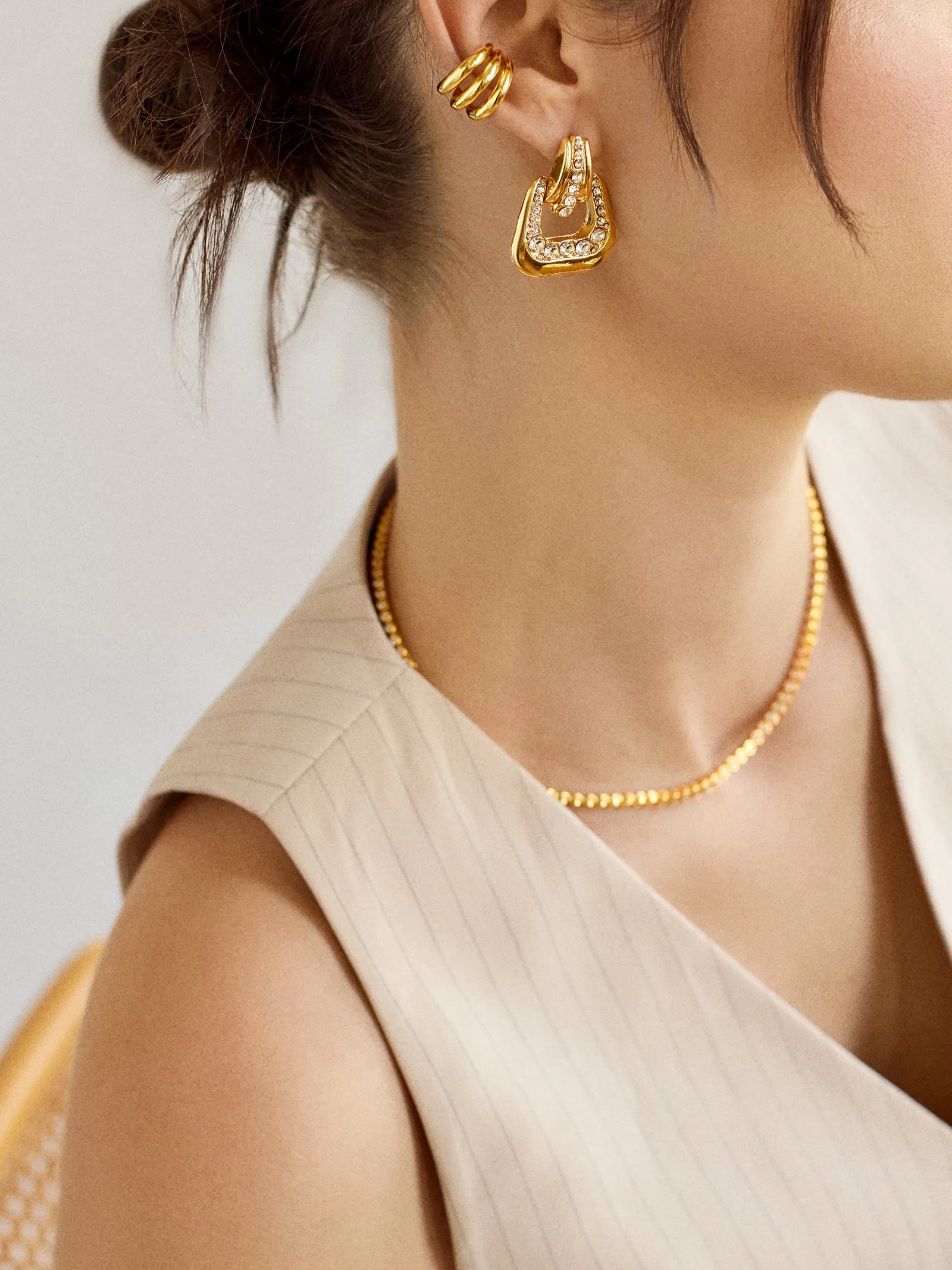 Mila Earrings - Gold/Pavé sold by BaubleBar product image thumbnail 2