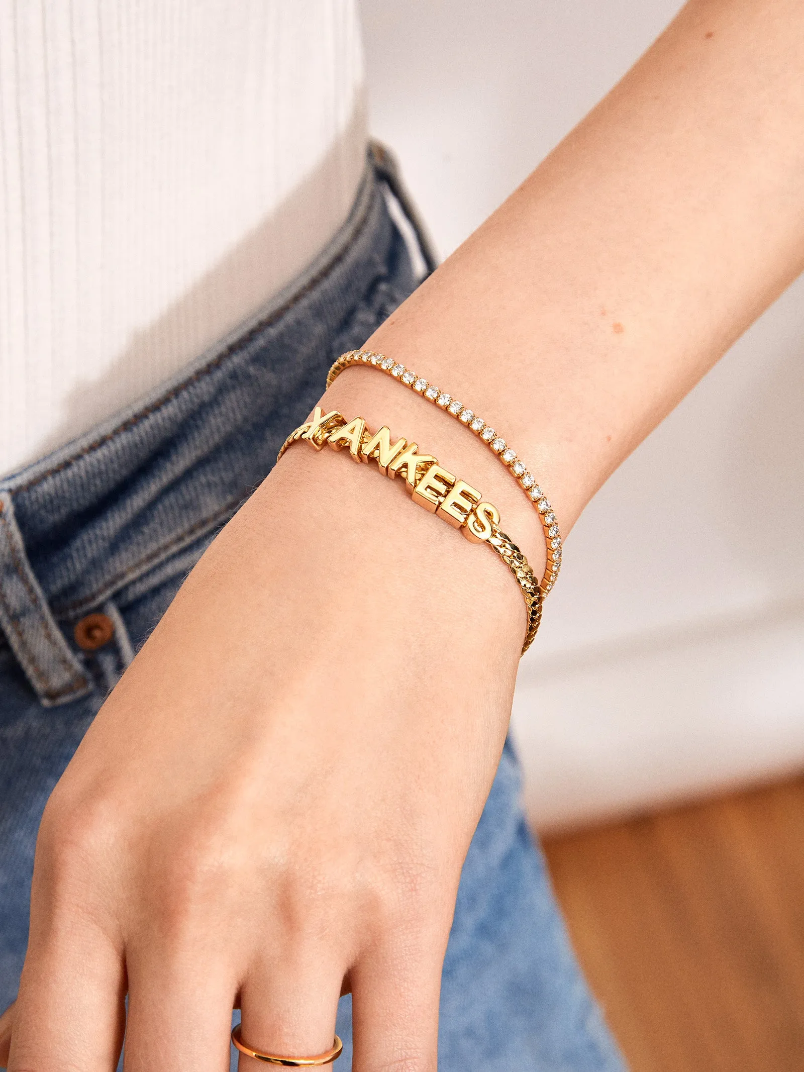 MLB Gold Curb Chain Bracelet - New York Yankees sold by BaubleBar product image thumbnail 2