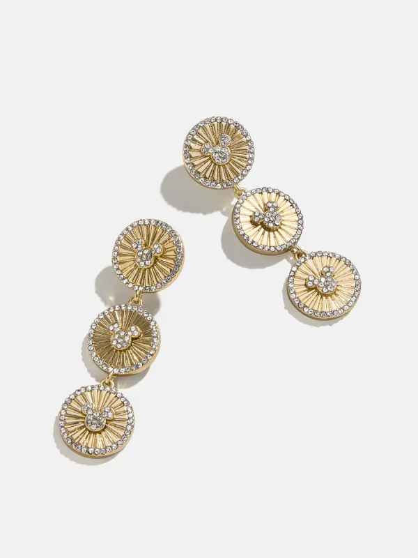 Mickey Mouse Disney Medallion Drop Earrings - Gold/Pavé sold by BaubleBar