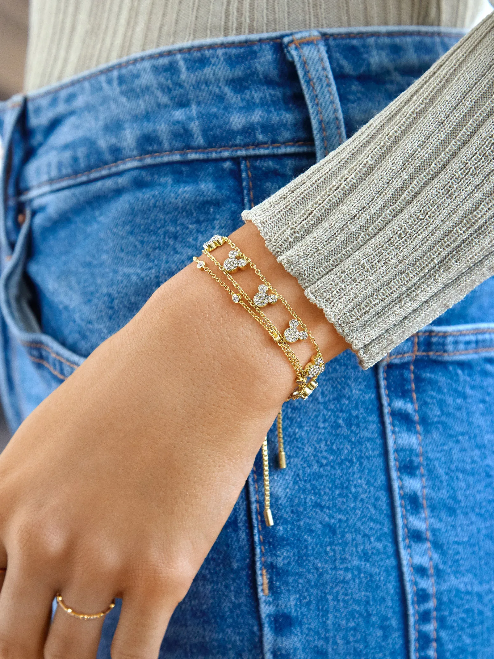 Disney Mickey Mouse Repeating Slider Bracelet - Gold/Pavé sold by BaubleBar product image thumbnail 2