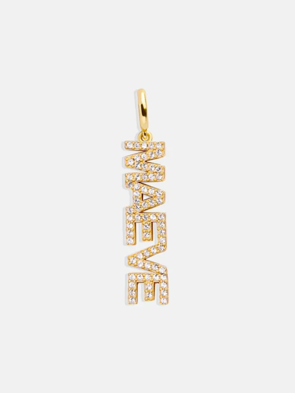 Block Custom Nameplate Charm - Gold/Pavé sold by BaubleBar