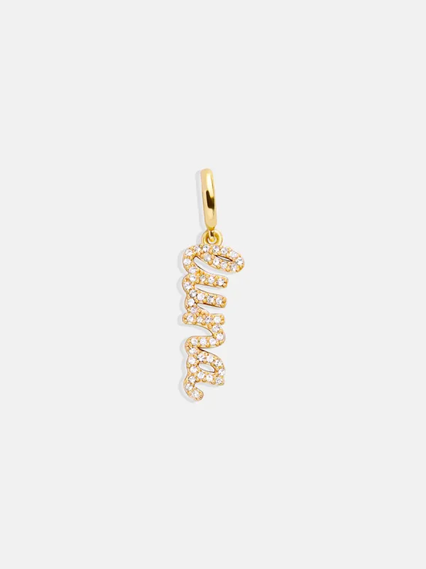 Script Custom Nameplate Charm - Gold/Pavé sold by BaubleBar
