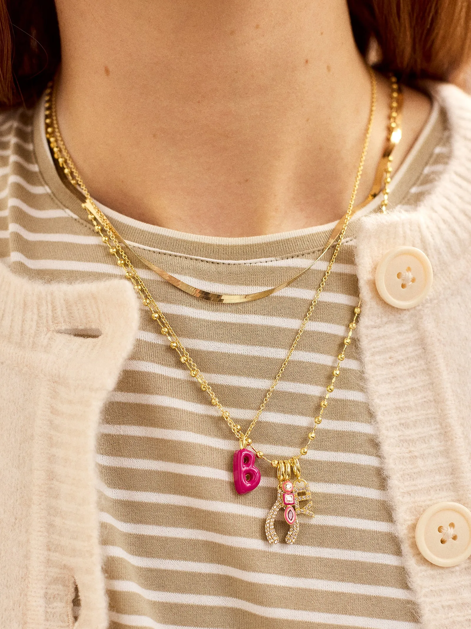 Mini Bubble Initial Enamel Necklace - Hot Pink sold by BaubleBar product image thumbnail 2