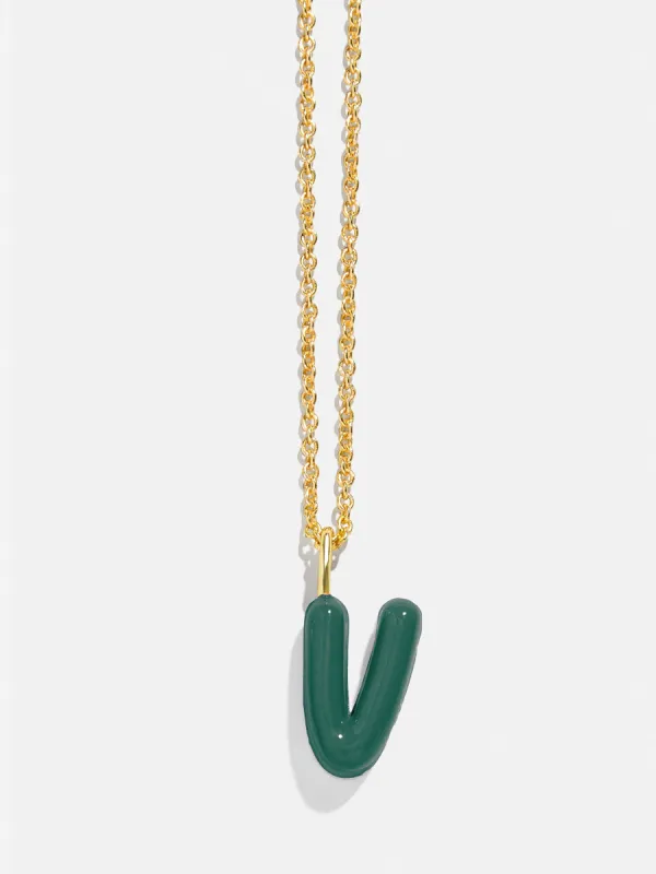 Mini Bubble Initial Enamel Necklace - Dark Green sold by BaubleBar