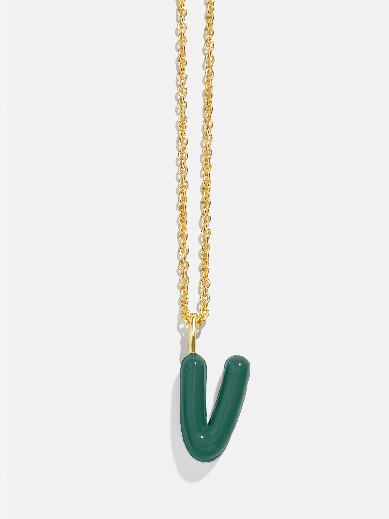 Mini Bubble Initial Enamel Necklace - Dark Green sold by BaubleBar