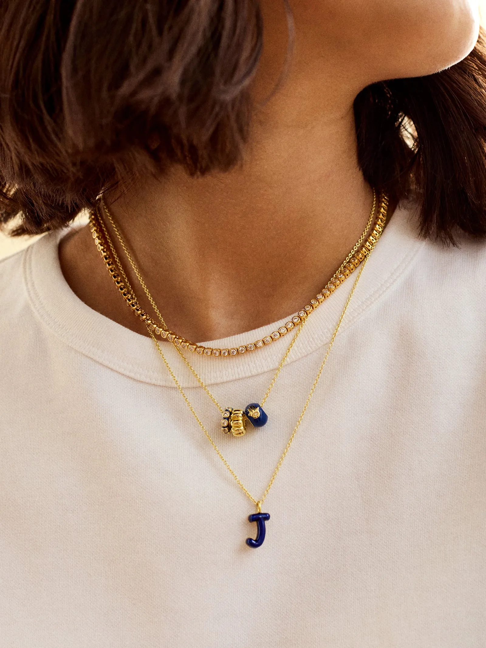 Mini Bubble Initial Enamel Necklace - Dark Blue sold by BaubleBar product image thumbnail 2
