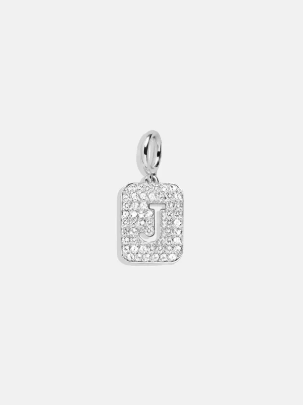 Silver Block Pave Cluster Charm - J sold by BaubleBar