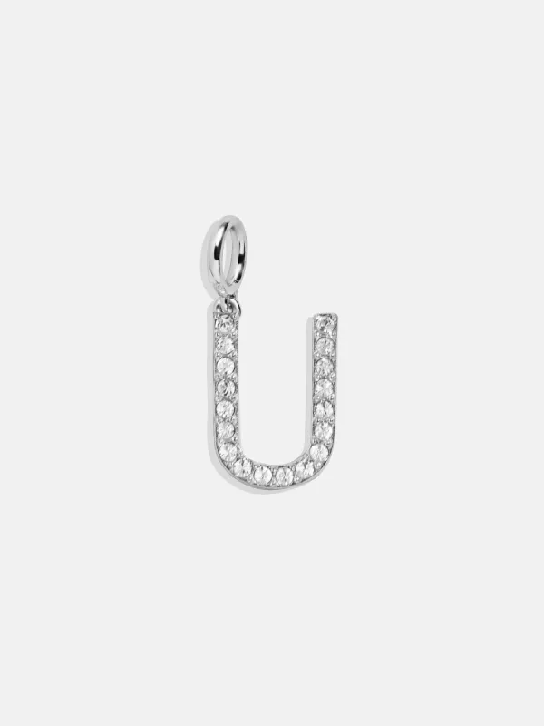 Silver Pave Initial Cluster Charm - U sold by BaubleBar