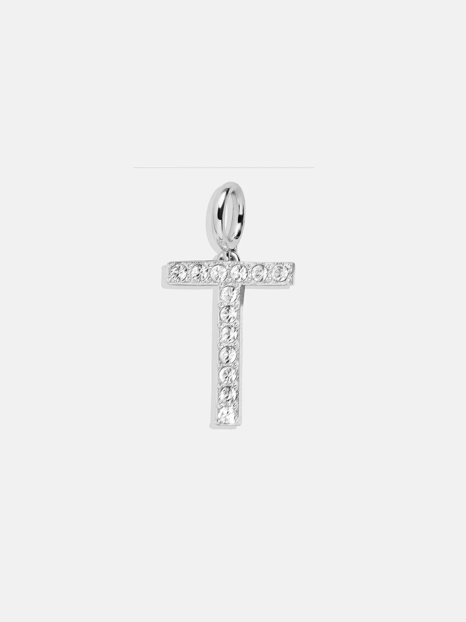 Silver Pave Initial Cluster Charm - T sold by BaubleBar