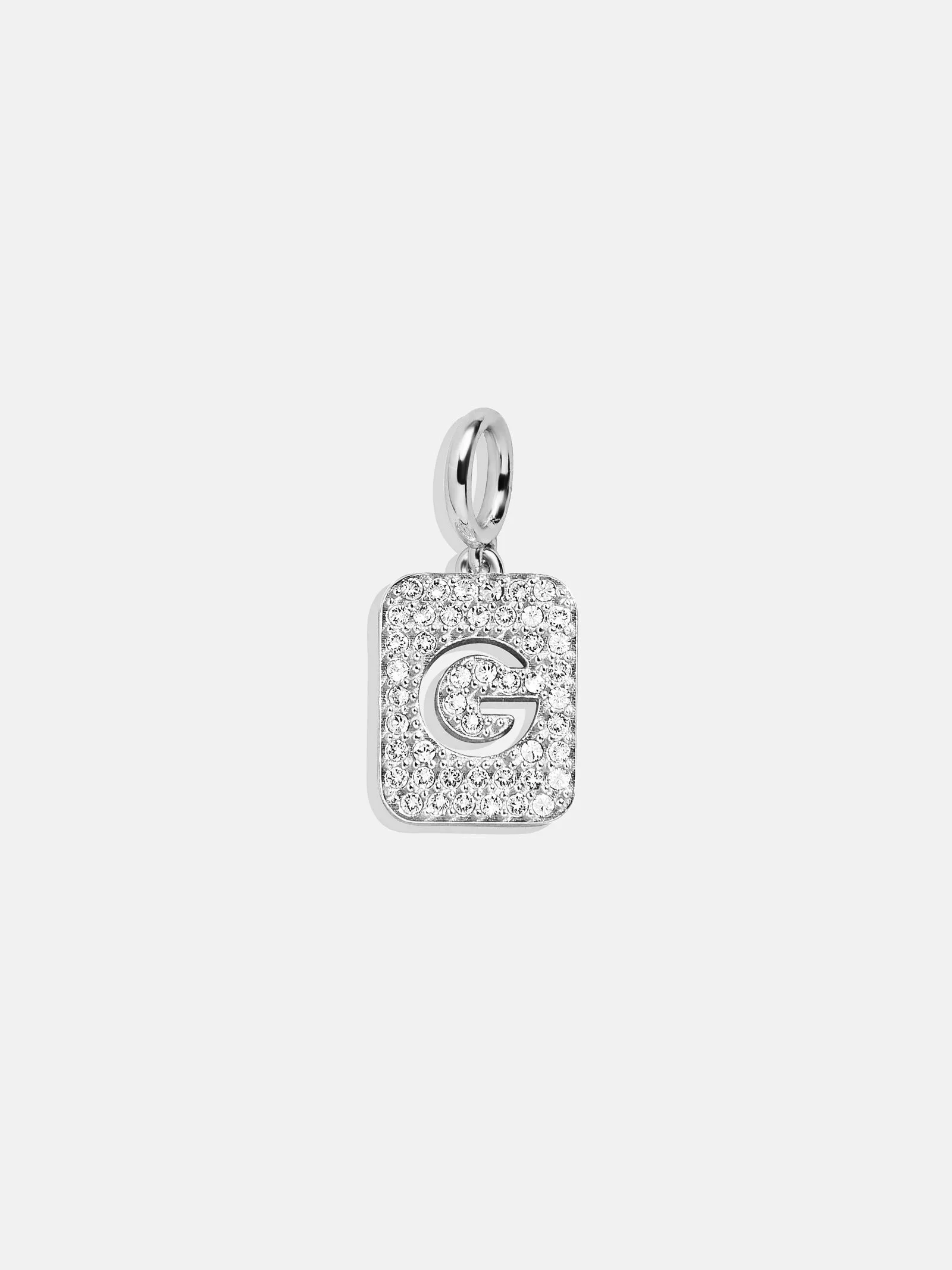 Silver Block Pave Cluster Charm - G sold by BaubleBar