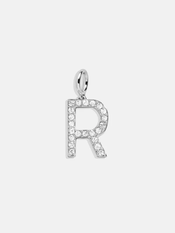 Silver Pave Initial Cluster Charm - R sold by BaubleBar