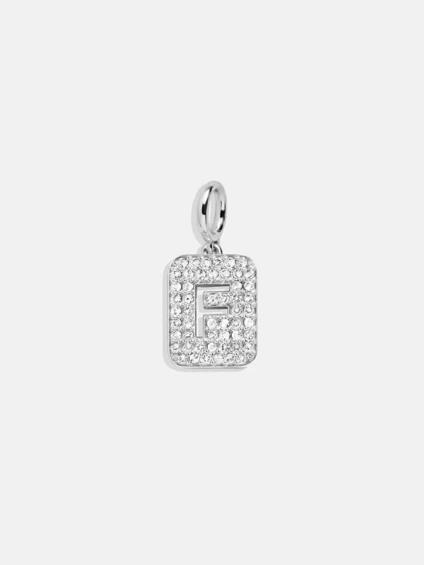 Silver Block Pave Cluster Charm - F sold by BaubleBar