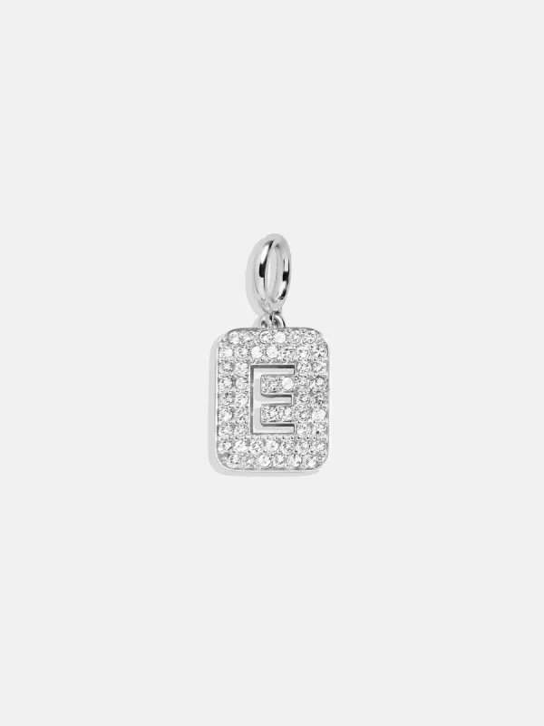 Silver Block Pave Cluster Charm - E sold by BaubleBar