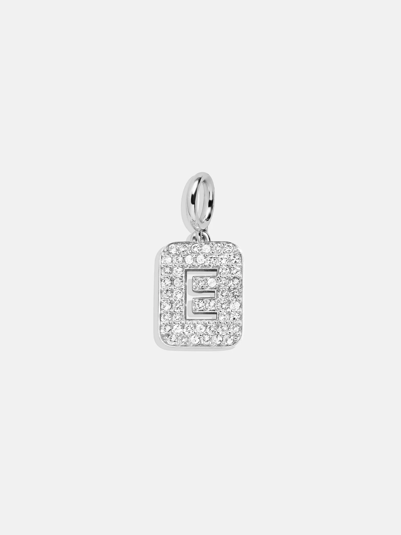 Silver Block Pave Cluster Charm - E sold by BaubleBar