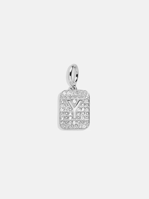 Silver Block Pave Cluster Charm - Y sold by BaubleBar