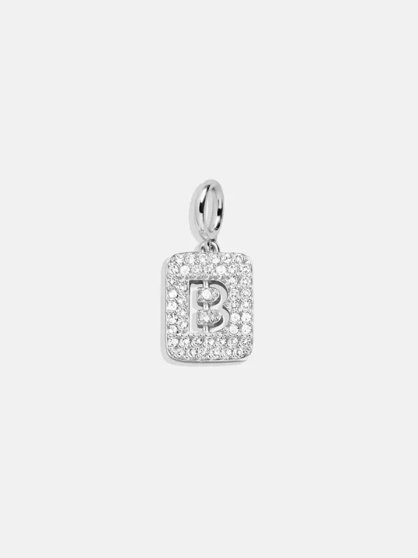 Silver Block Pave Cluster Charm - B sold by BaubleBar