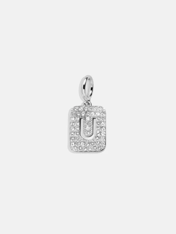 Silver Block Pave Cluster Charm - U sold by BaubleBar