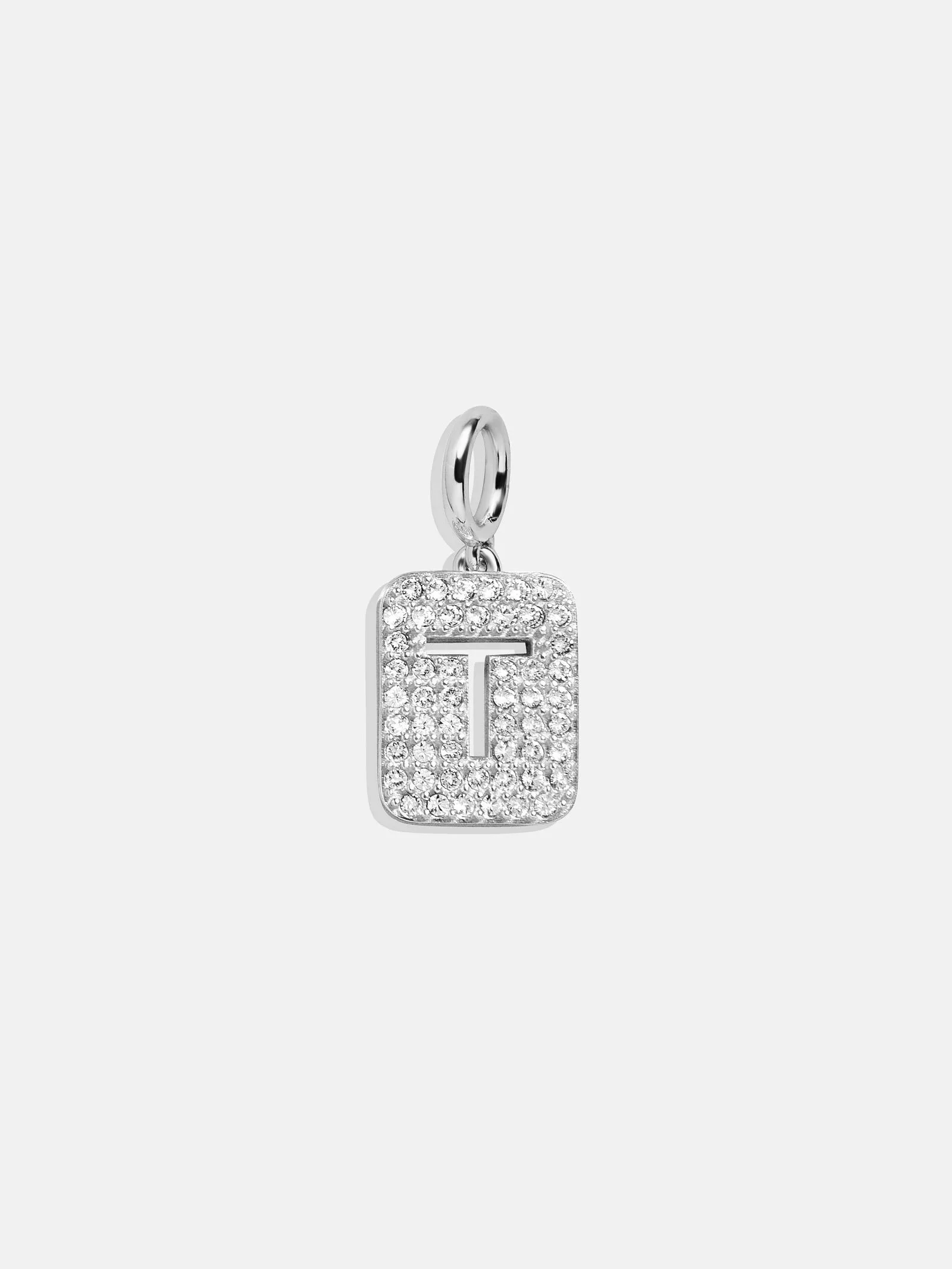 Silver Block Pave Cluster Charm - T sold by BaubleBar