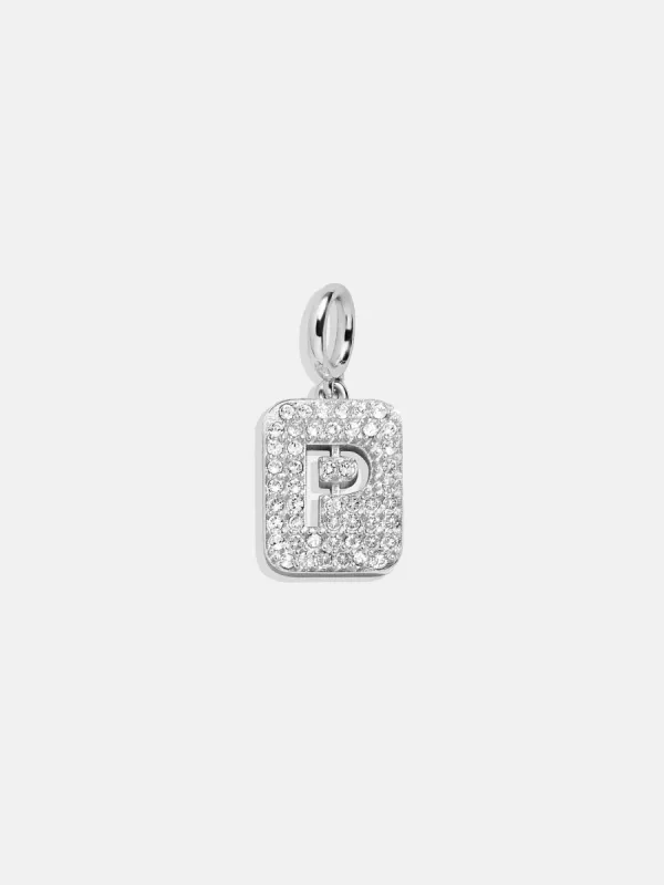 Silver Block Pave Cluster Charm - P sold by BaubleBar