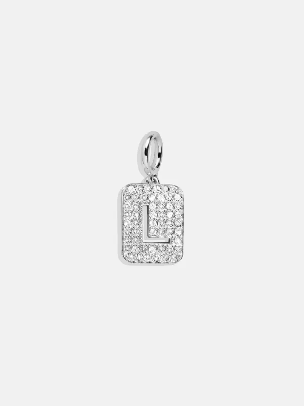 Silver Block Pave Cluster Charm - L sold by BaubleBar