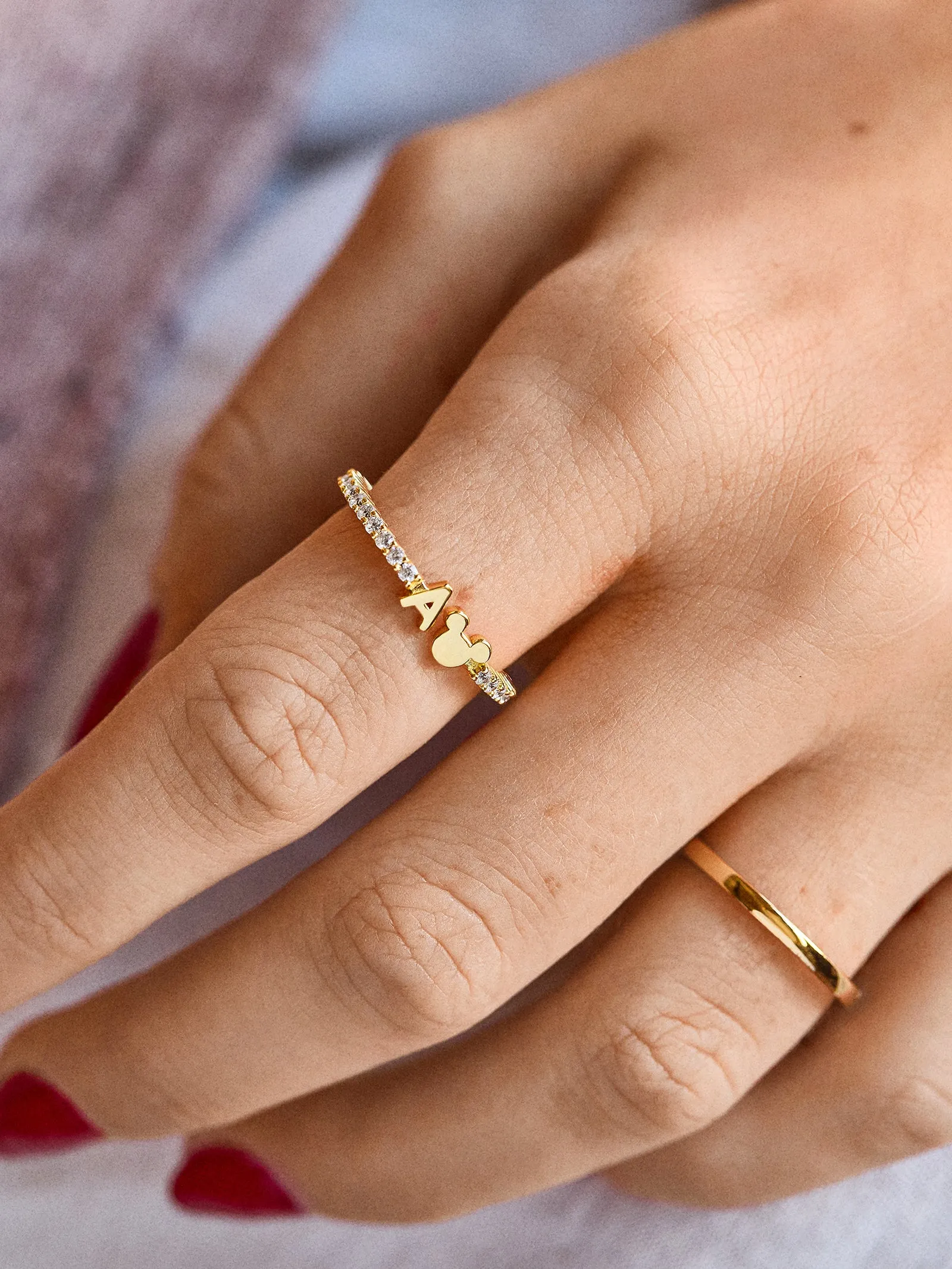 Disney Mickey Mouse 14K Gold Plated Sterling Silver Custom Ring - Gold/Pavé sold by BaubleBar product image thumbnail 2