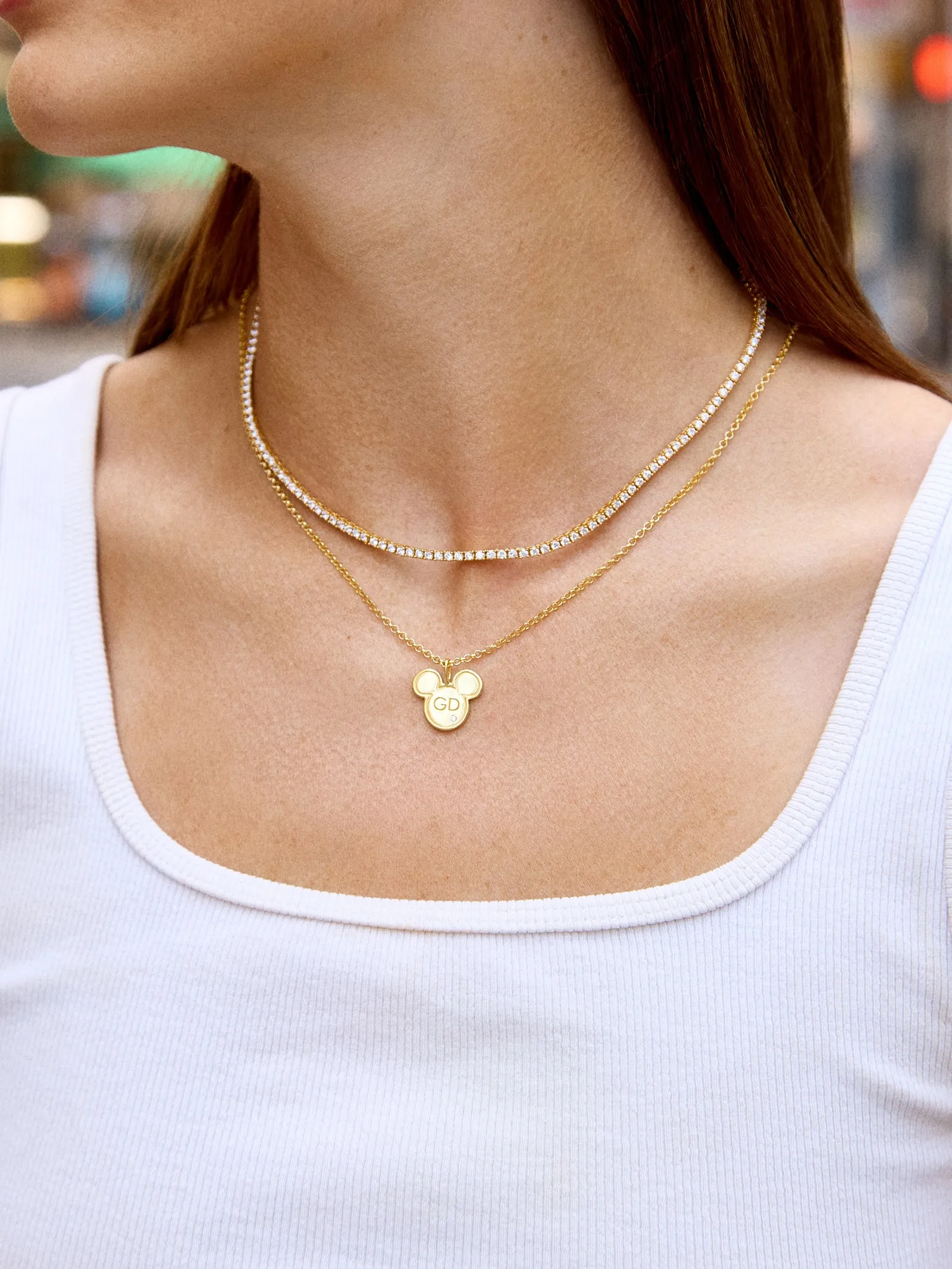 Mickey Mouse Disney 18K Gold Plated Sterling Silver Initial Pendant Necklace - Gold sold by BaubleBar product image thumbnail 2