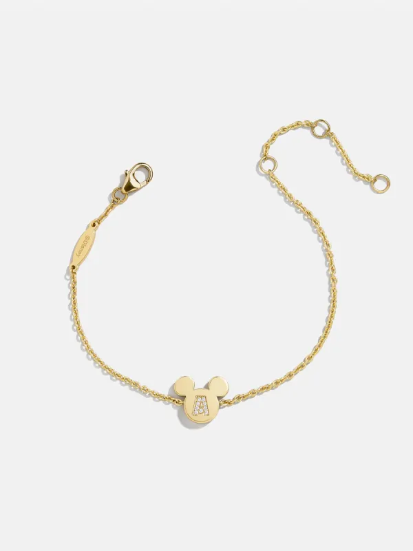Mickey Mouse Disney 18K Gold Plated Sterling Silver & Cubic Zirconia Initial Bracelet - Gold/Pavé sold by BaubleBar