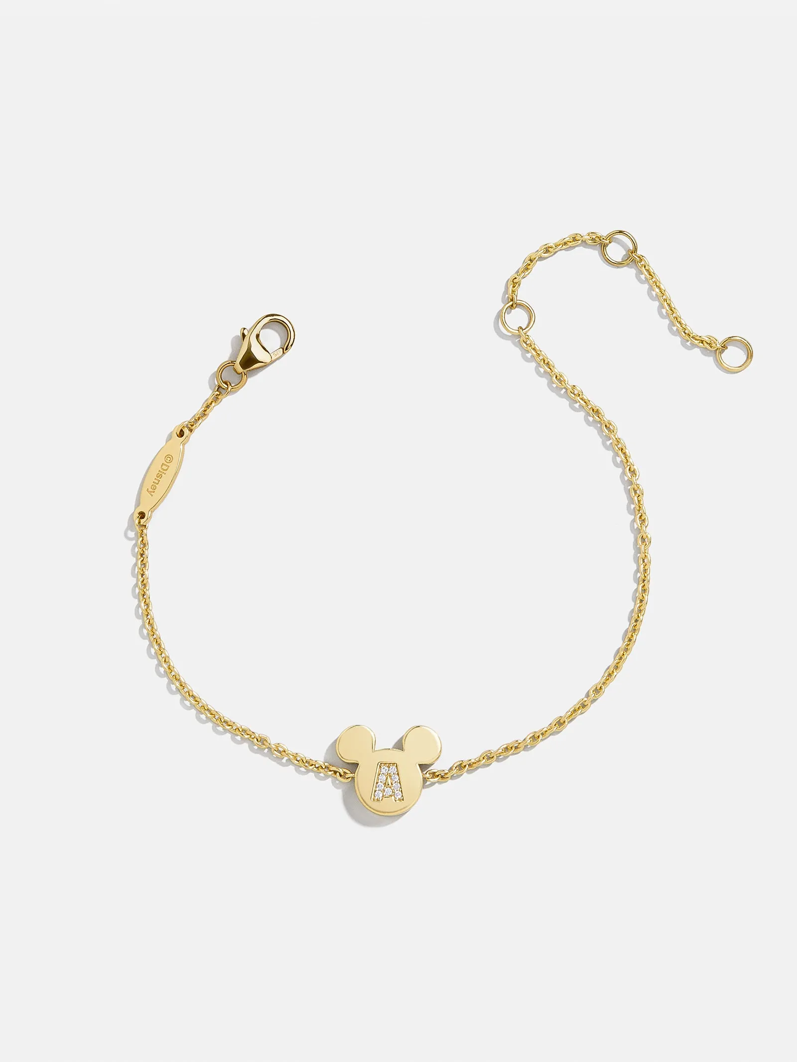 Mickey Mouse Disney 18K Gold Plated Sterling Silver & Cubic Zirconia Initial Bracelet - Gold/Pavé sold by BaubleBar