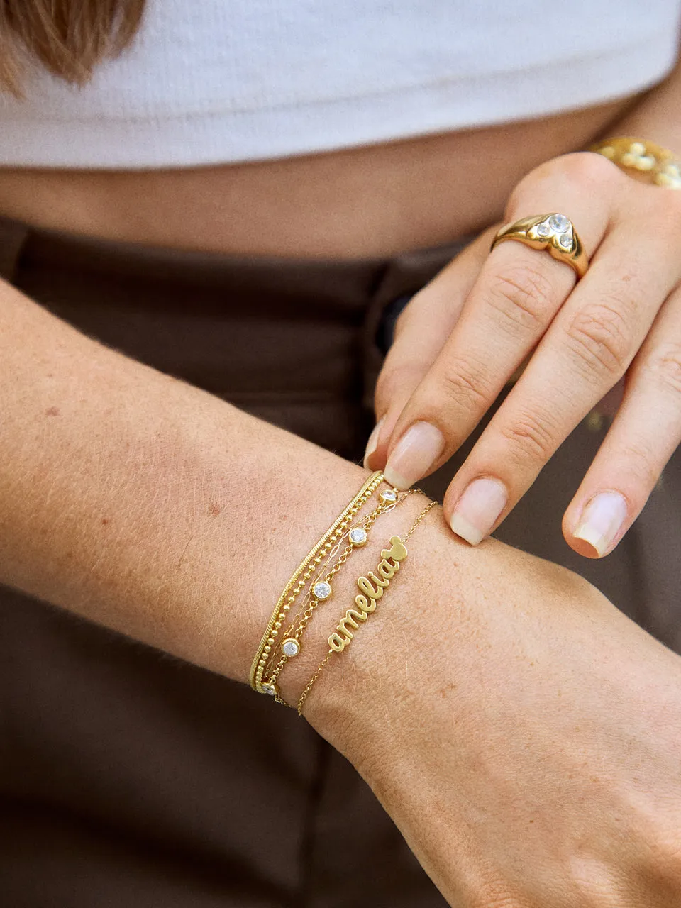 Disney Mickey Mouse 18K Gold Plated Sterling Silver Custom Nameplate Bracelet - Gold sold by BaubleBar product image thumbnail 2