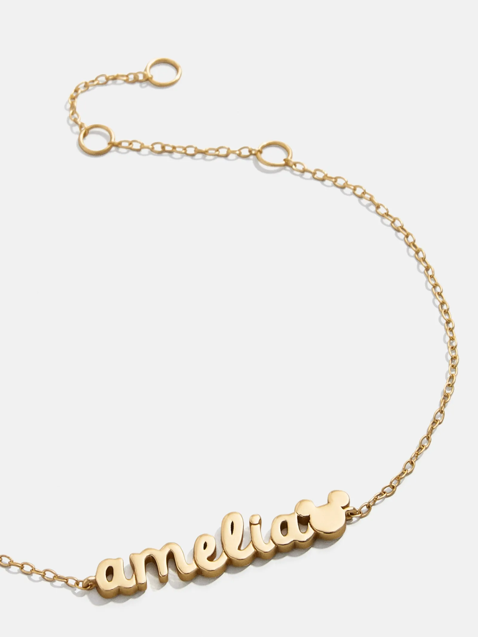 Disney Mickey Mouse 18K Gold Plated Sterling Silver Custom Nameplate Bracelet - Gold sold by BaubleBar