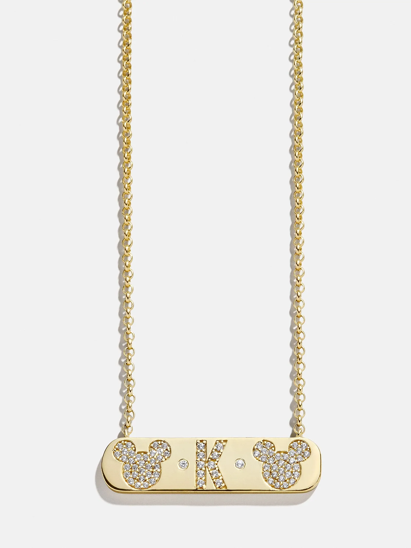 Mickey Mouse 18K Gold & Cubic Zirconia Initial Bar Necklace - Gold/Pavé sold by BaubleBar product image thumbnail 3
