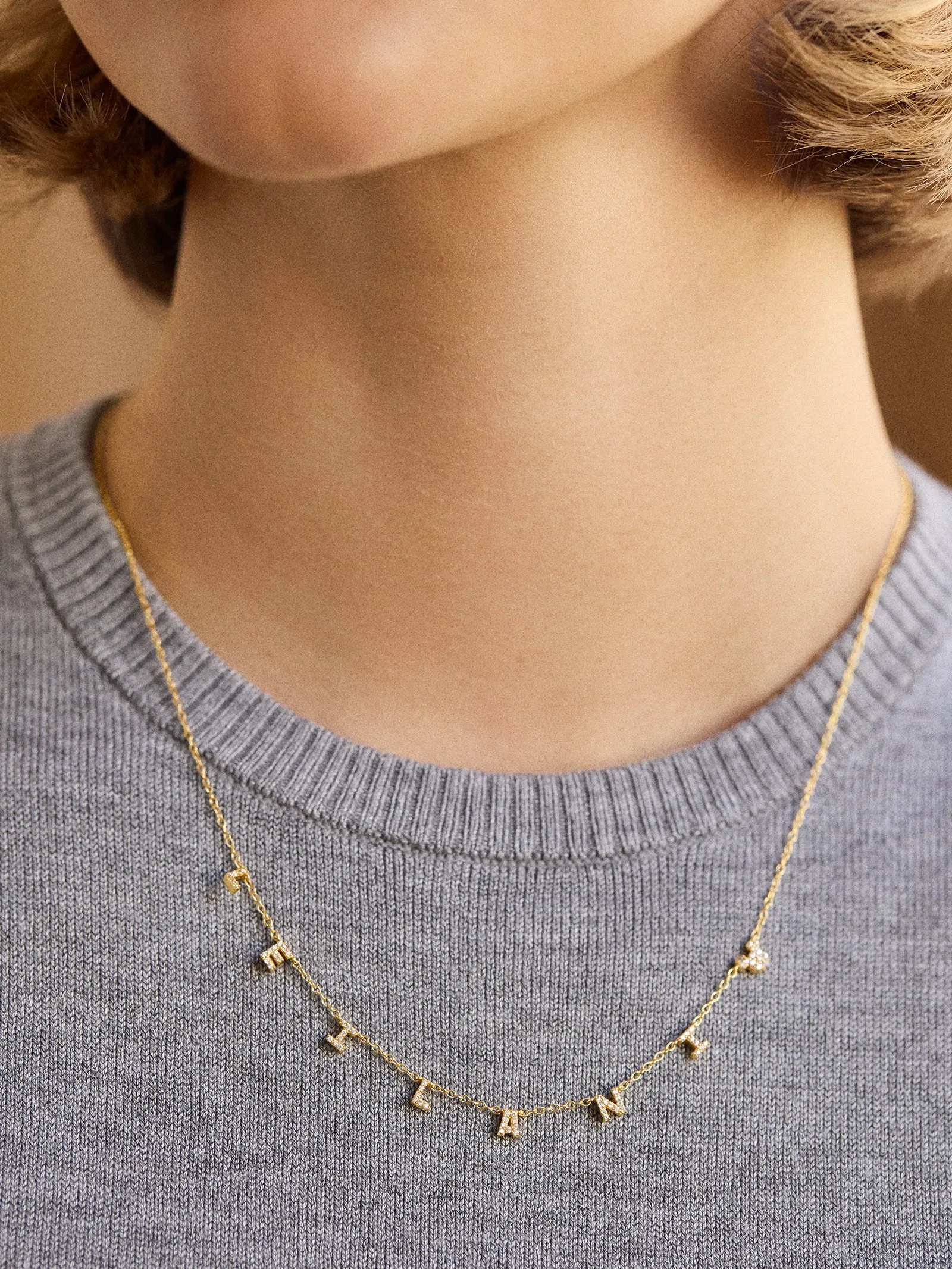 Disney Mickey Mouse 18K Gold Plated Sterling Silver Spaced Custom Necklace - Gold/Pavé sold by BaubleBar product image thumbnail 2