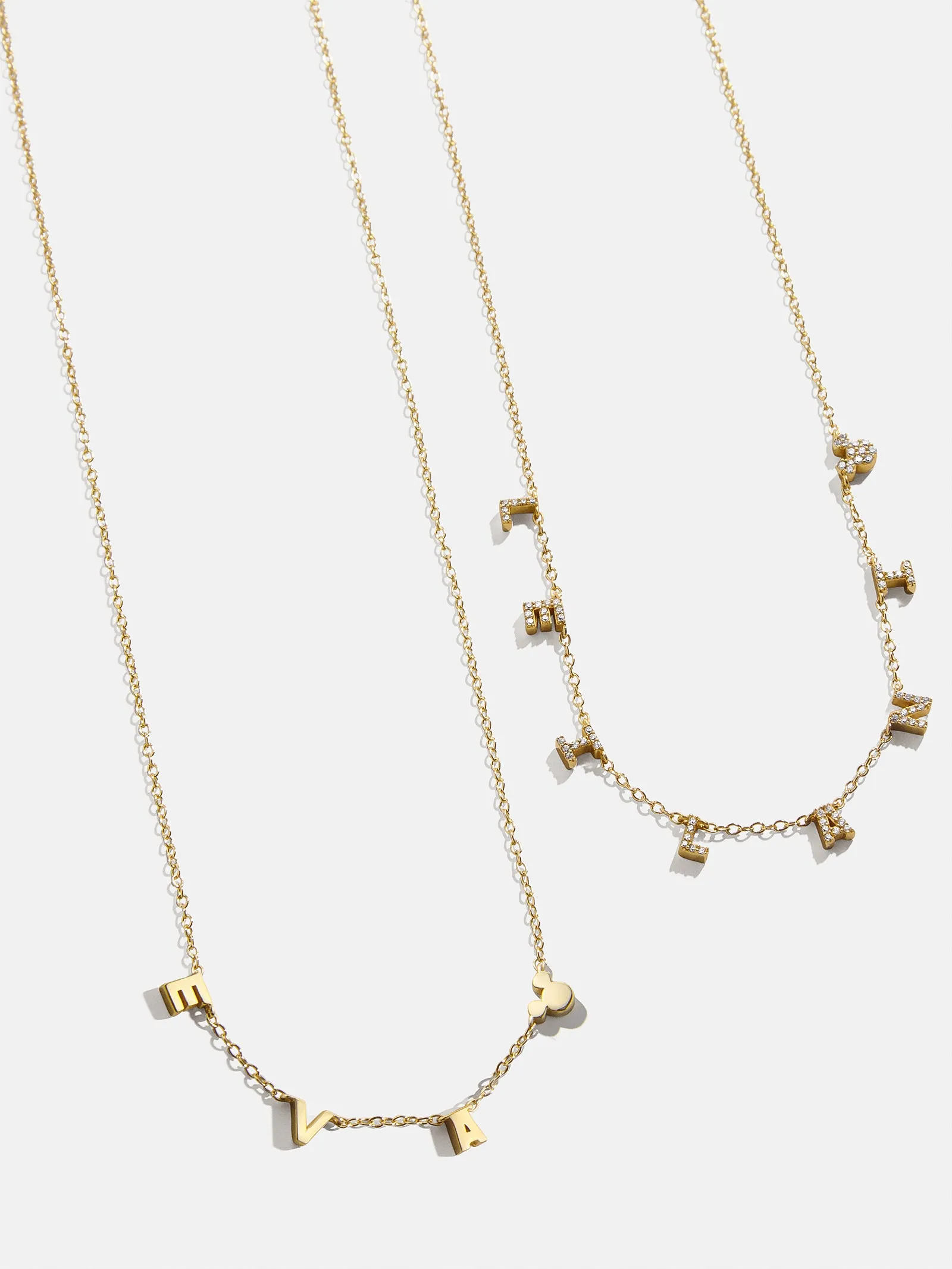 Disney Mickey Mouse 18K Gold Plated Sterling Silver Spaced Custom Necklace - Gold/Pavé sold by BaubleBar