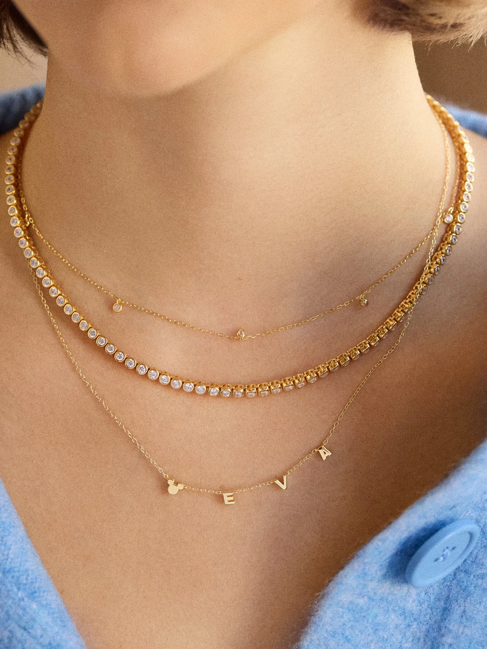 Disney Mickey Mouse 18K Gold Plated Sterling Silver Spaced Custom Necklace - Gold sold by BaubleBar product image thumbnail 2