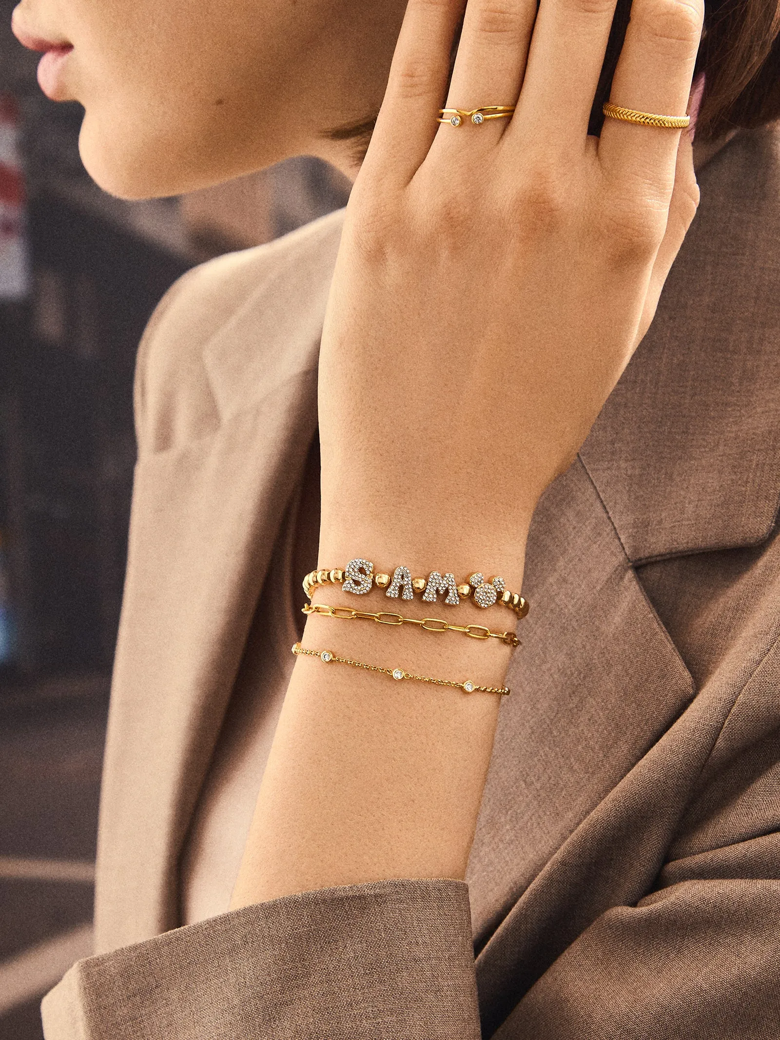 Disney Mickey Mouse Pisa Custom Bracelet - Gold/Pavé sold by BaubleBar product image thumbnail 2