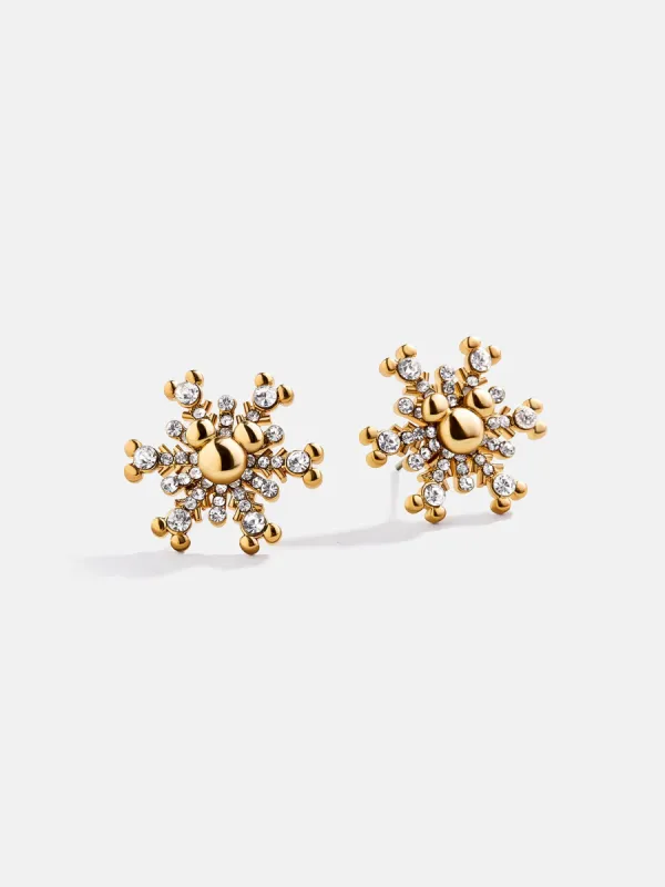 Disney Mickey Mouse White Christmas Snowflake Earrings - Snowflake Delicate Stud Earrings sold by BaubleBar
