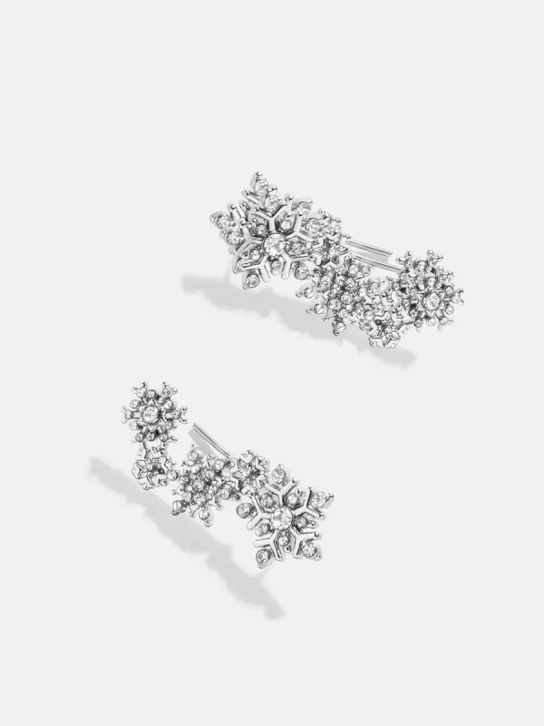 Let It Snow Earrings - Silver Snowflake Crawlers sold by BaubleBar