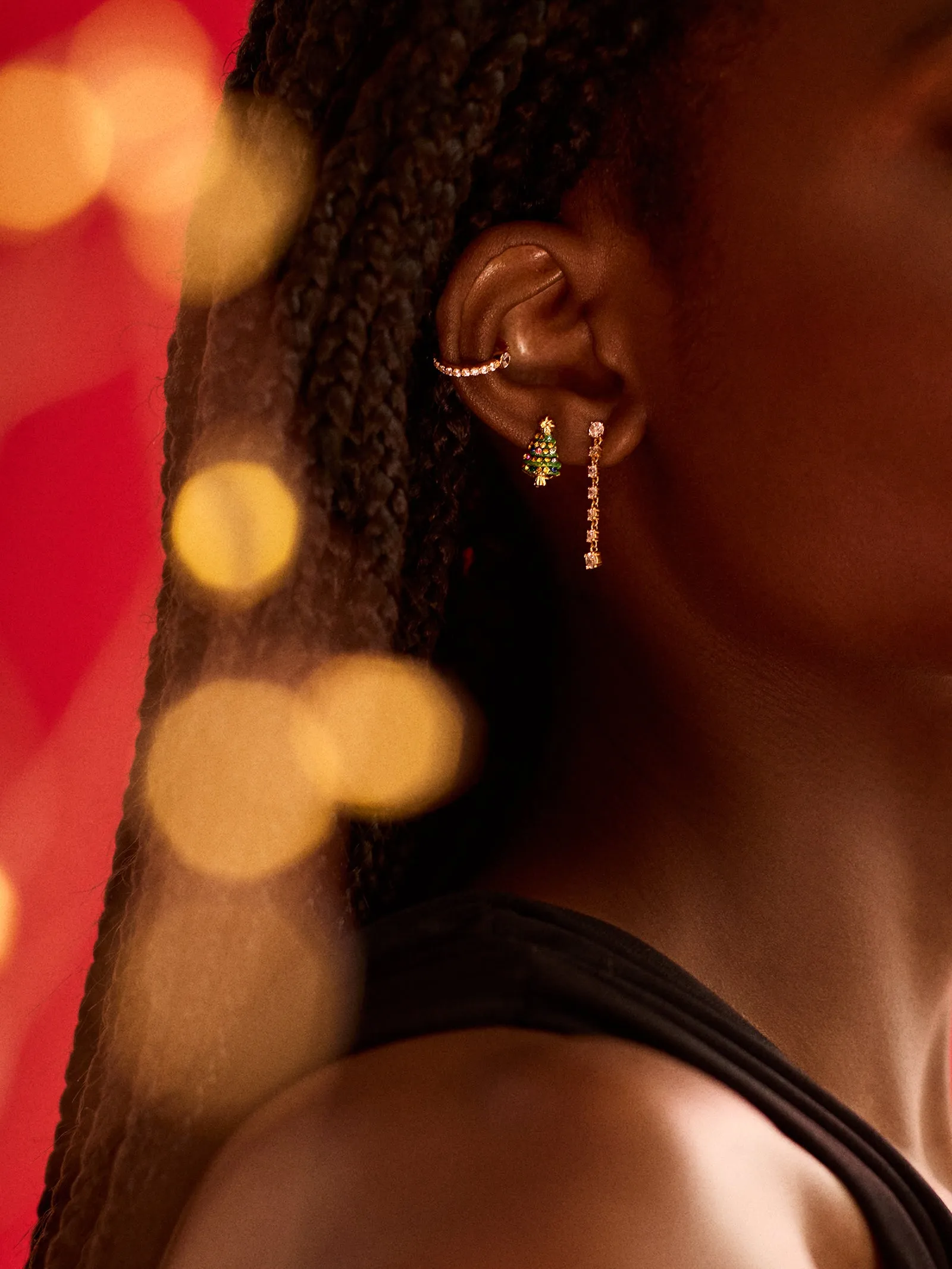 I'm Fir Sure Ready Earrings - Christmas Tree Delicate Stud Earrings sold by BaubleBar product image thumbnail 2