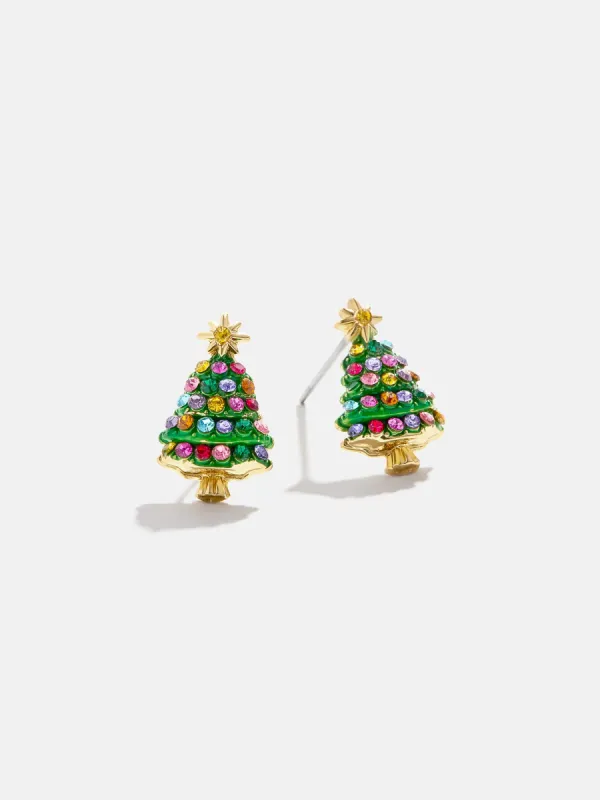 I'm Fir Sure Ready Earrings - Christmas Tree Delicate Stud Earrings sold by BaubleBar