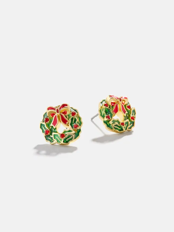 Merry Fir Real Earrings - Holiday Wreath Delicate Stud Earrings made by BaubleBar