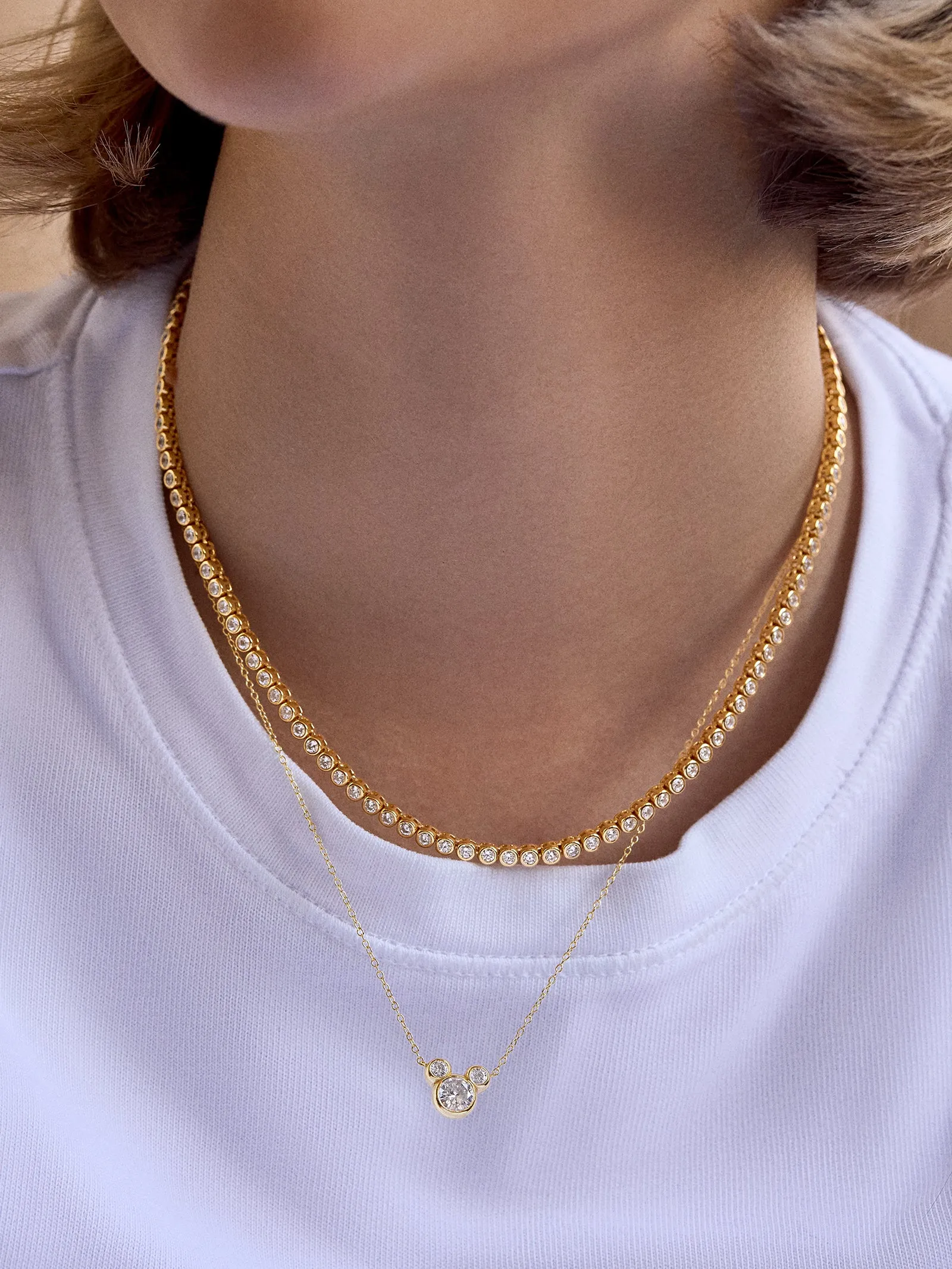 Mickey Mouse Disney 18K Gold Plated Sterling Silver & Cubic Zircona Pendant Necklace - Gold/Pavé sold by BaubleBar product image thumbnail 2