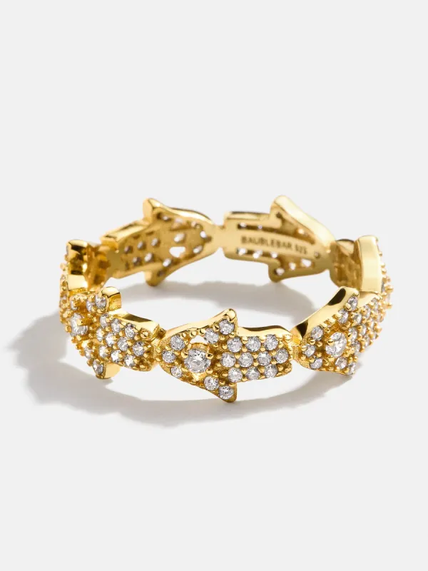 18K Gold Hamsa Pavé Ring - Hamsa sold by BaubleBar