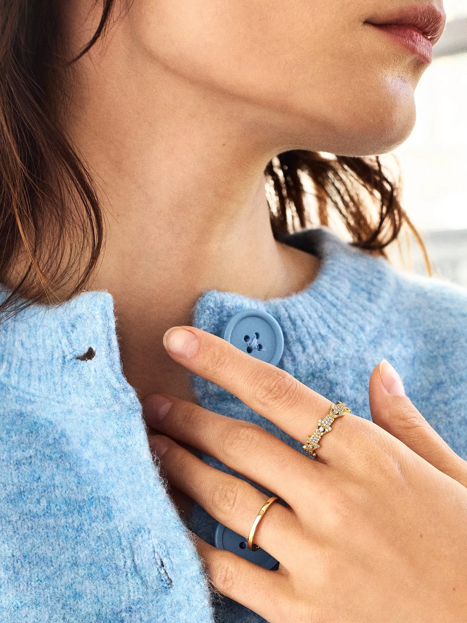 18K Gold Hamsa Pavé Ring - Hamsa sold by BaubleBar product image thumbnail 2