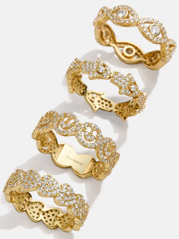 18K Gold Smiley Pavé Ring - Smiley Face sold by BaubleBar