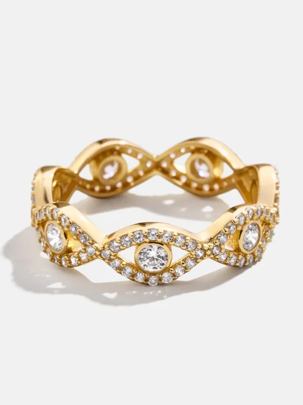 18K Gold Evil Eye Pavé Ring - Evil Eye sold by BaubleBar