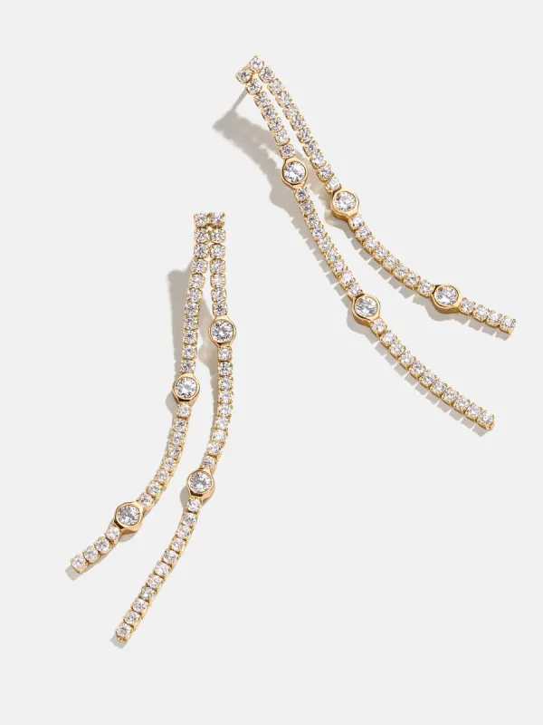 Lyanna 18K Gold Drop Earrings - Gold/Pavé sold by BaubleBar