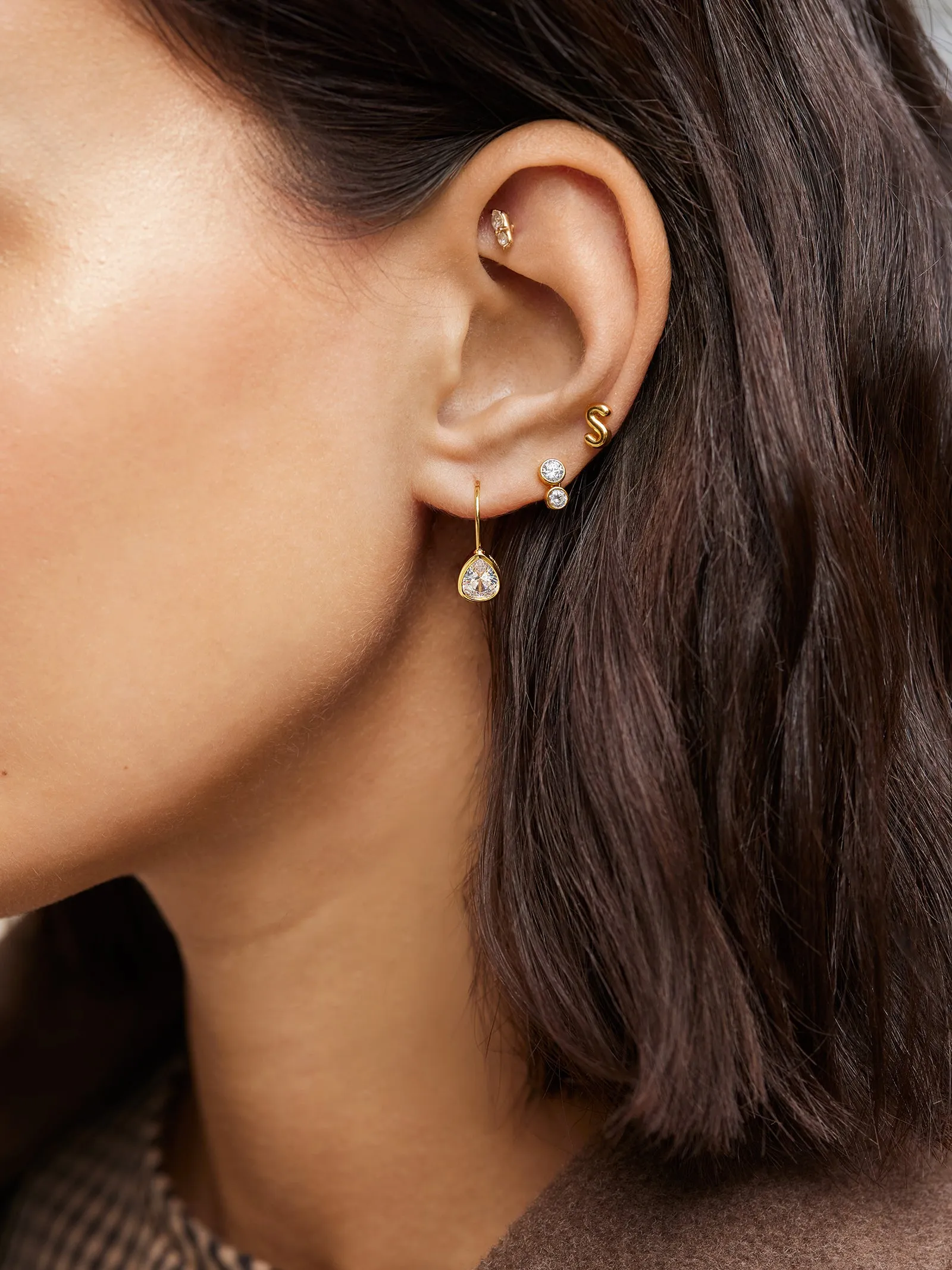 Drew 18K Gold Earrings - Gold/Pavé sold by BaubleBar product image thumbnail 2
